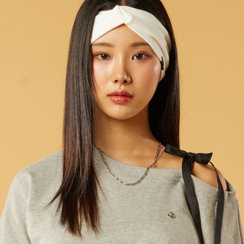 KOLEAT [6 colors] Basic twisted layered knit ribbed hairband