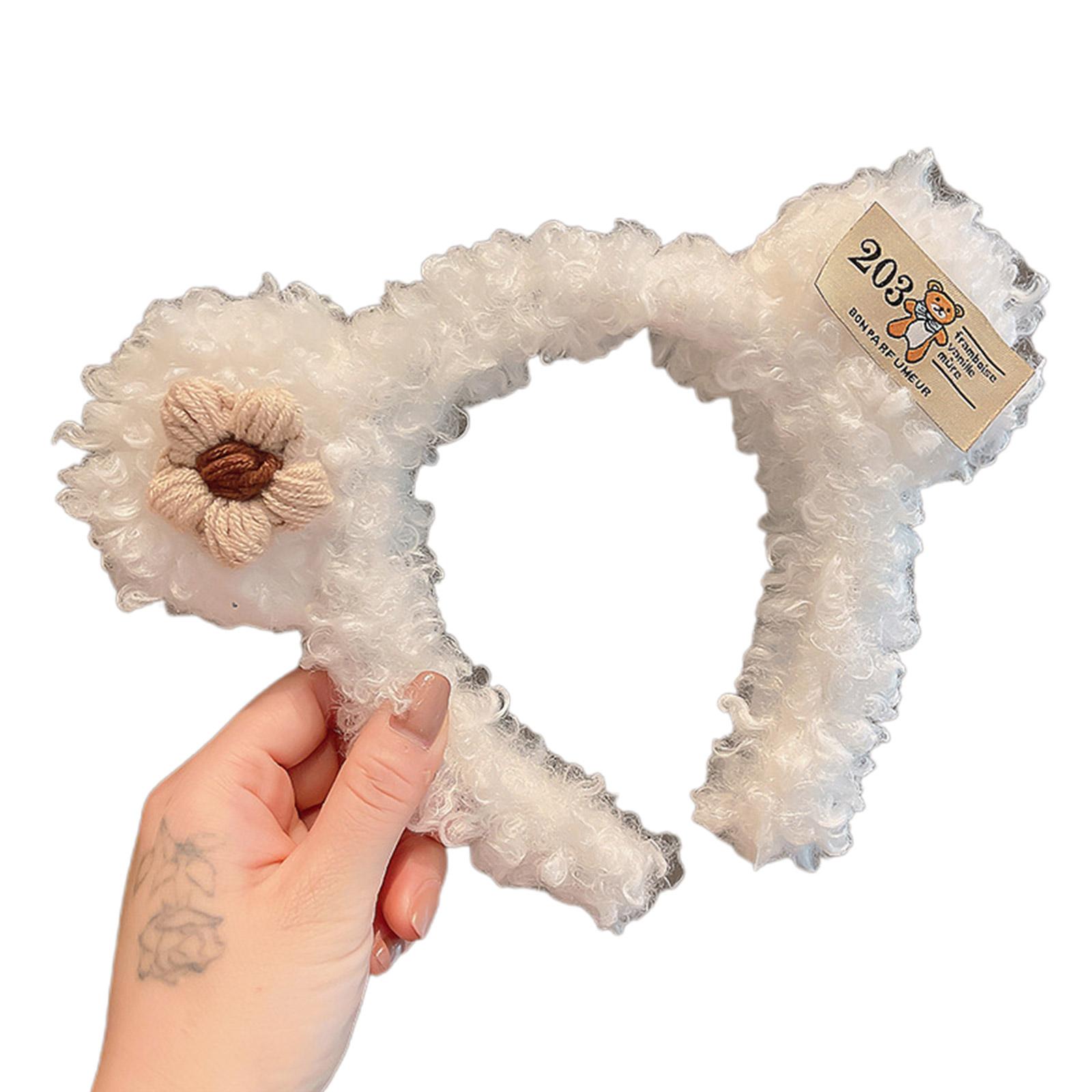 Bear Ear Hairband Plush Hair Hoop Headband Christmas Party Spa Headband for Washing Face Plush Bear Ear Headband 1 белый