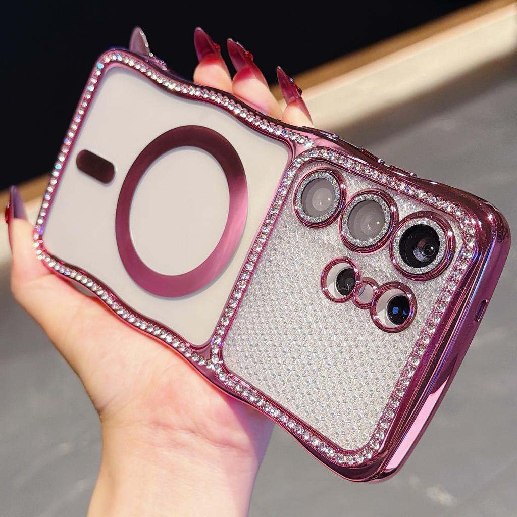 For Samsung Galaxy S26 Ultra Magnetic Case For Samsung S25 Ultra Luxury Plating Wireless Charging Cover With Lens Film Protector