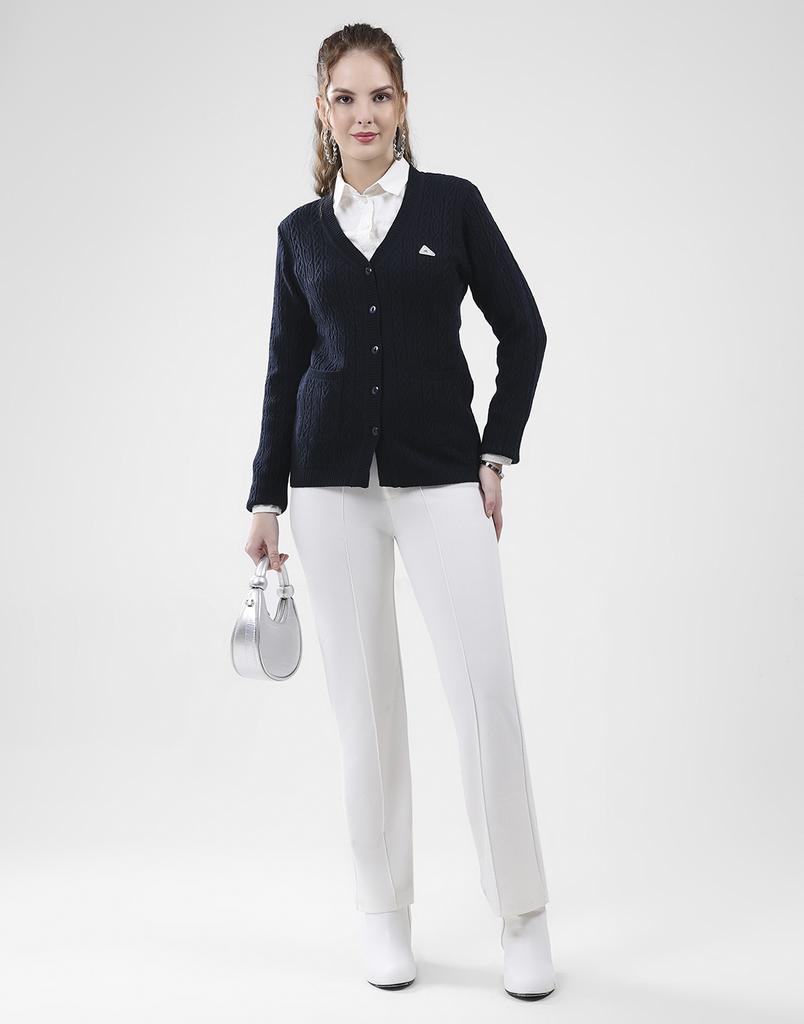 MONTE CARLO Women's V Neck Full Sleeves Cardigan