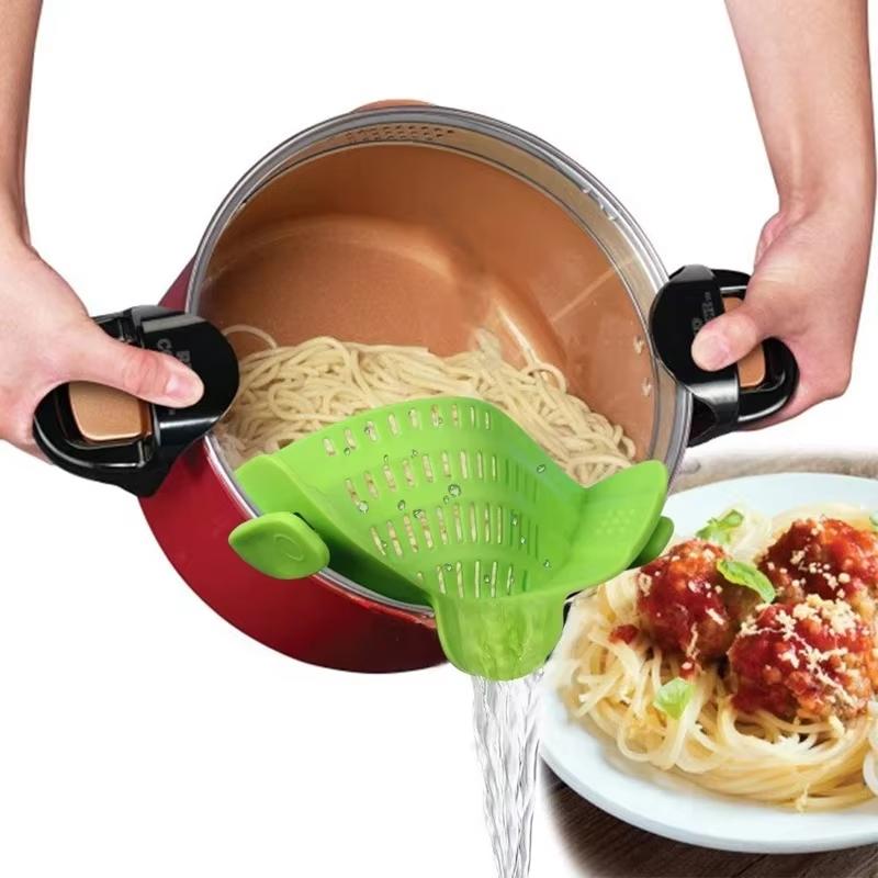 Universal Clip on Pan Pot Strainer Food Grade Silicone Anti Spill Pasta Pot Strainer Fruit Colander for Kitchen Practical Tools