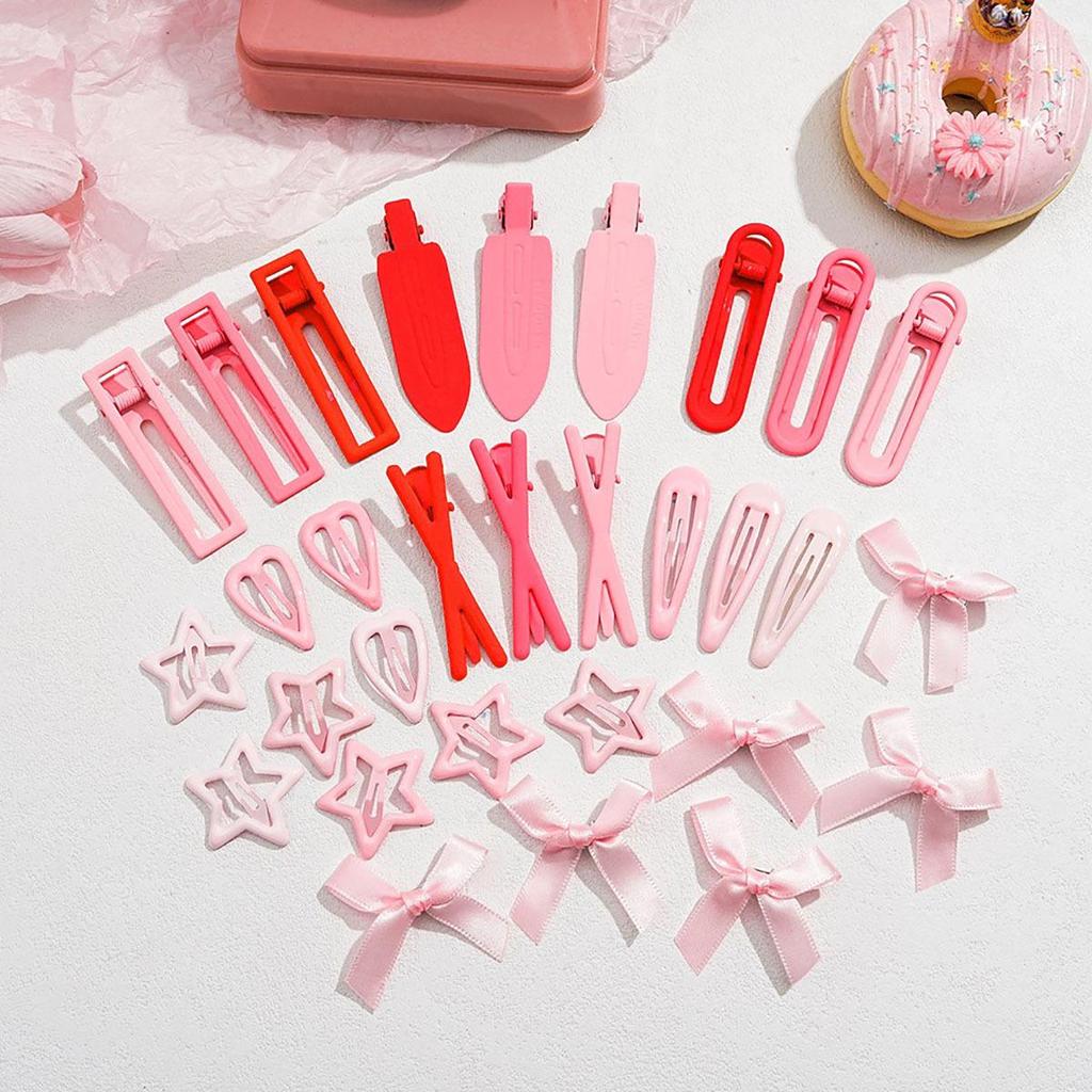 Set of 50 Pink Cute Hair Clips – Sweet Girly Bangs Clips, Japanese Cartoon Hair Accessories