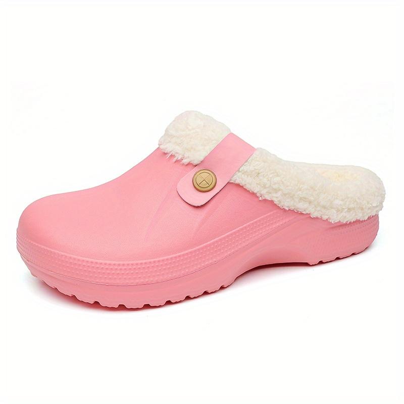 

2023 Winter New Slippers, Solid Color, Slip-on Style, All-season Winter Wear, Flannel Lining, EVA Upper and Sole, Hand Wash or Professional Dry Clean 46-47 рожевий