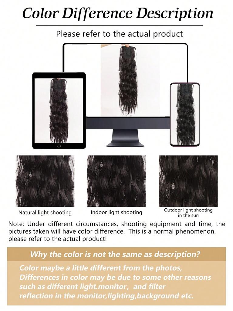 Synthetic Lace-up Long Corn Wavy Ponytail Extension Heat Resistant Wavy Wrap Around Ponytail Black Brown Hairpiece For Women