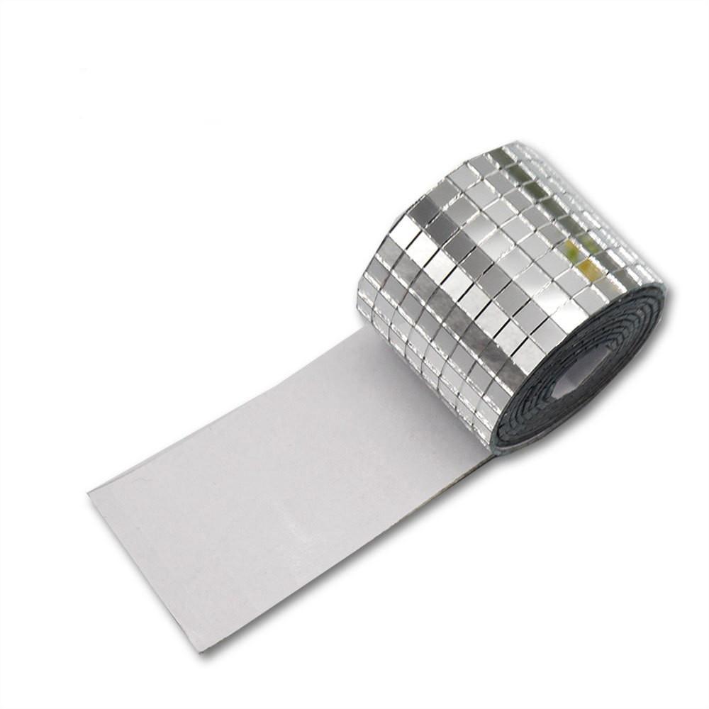 

1.5 x39.3 Adhesive Mirror Sticker Roll Mosaic Tiles for Wall Furniture Decor DIY Reflective Glass Strip Home Renovation Crafts 1.5x39.3in(4x100cm) срібний