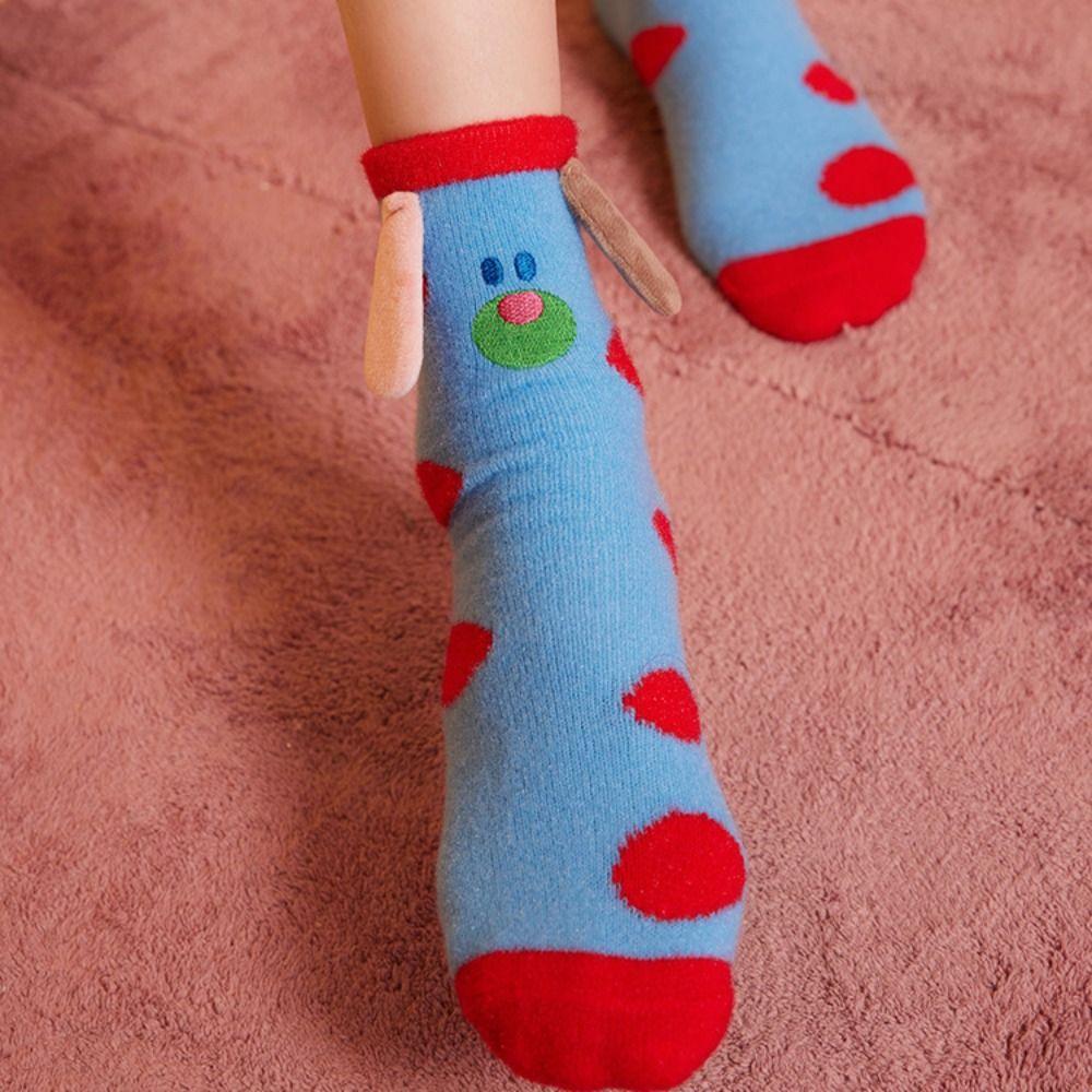 

Thickened Cartoon Plush Socks Warm Sleeping Socks Autumn Coral Velvet Socks Women B