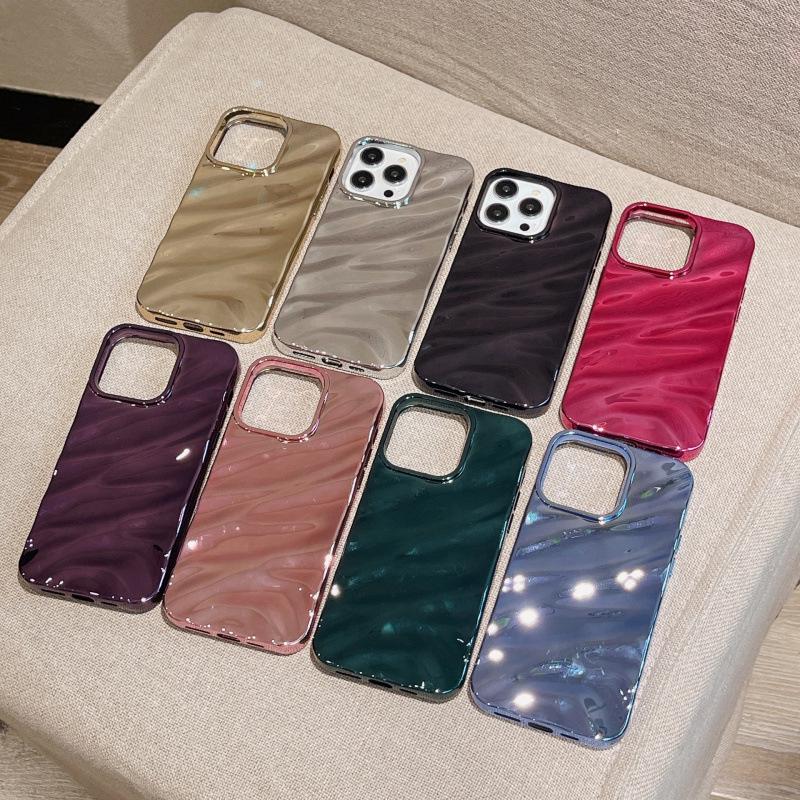 3D Electroplated Wrinkle Pattern Phone Case for iPhone 16 Pro Max, Compatible with Apple 15/14/13, Premium Feel