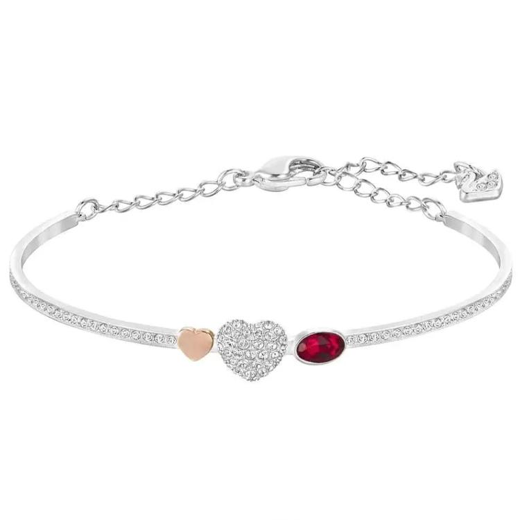 

Swarovski Duo Heart Plated Design Rhodium Bracelet Women bracelet White 5169396 Box (Random Color)