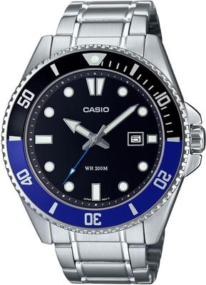 Orologio Analogico Standard Sportivo CASIO Resistente all'Acqua 20 ATM Lunetta Nera x Blu Cinturino in Metallo Modello Estero [Casio] MDV-107D-1A2V da Uomo [Articolo]
