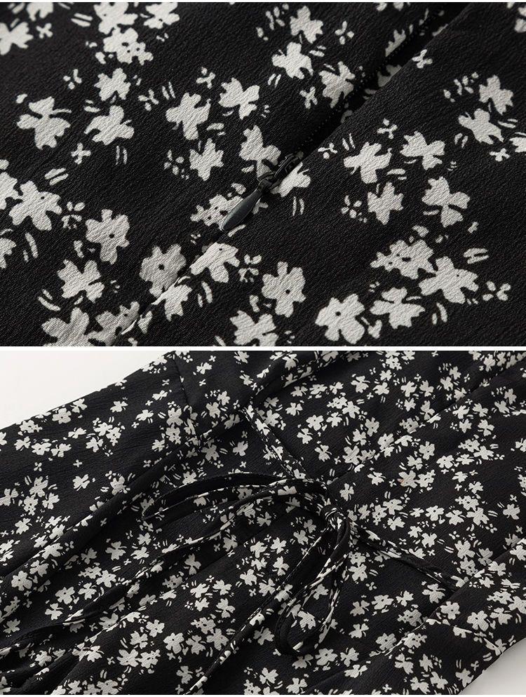 Elegant Chiffon V-Neck Long Sleeve Dress, Slimming Waist, Mid-Length Skirt, Women's Spring/Autumn 2026 New Arrival