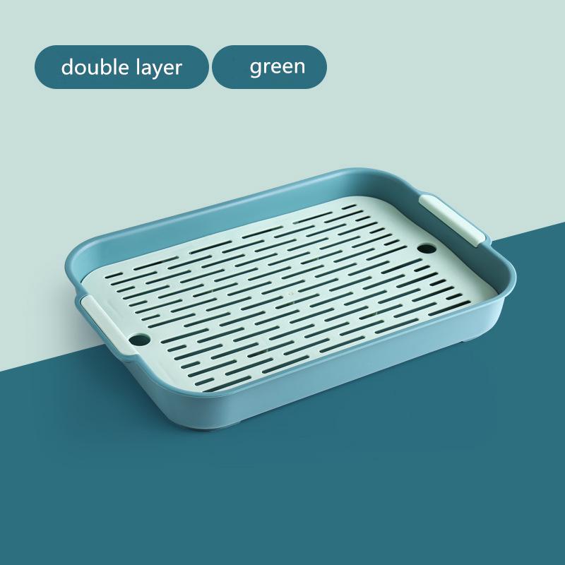 Nordic Double Layer Food Storage Tray Rectangular Draining Pan Food Grade PP Kitchen Tableware Drain Tray Tea Tray