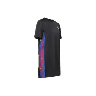 adidas Originals Color Block Side Stripe Sports Casual Comfortable Breathable Round Neck Short Sleeve Dress Women Dresses Black FL0041