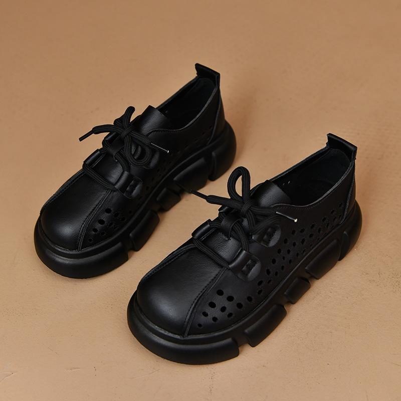 

Ретро-туфли с открытыми носками женские 2024 осень новые римские толстые подошвы универсальные маленькие кожаные туфли на шнуровке Zapatos De Mujer 40 чёрный