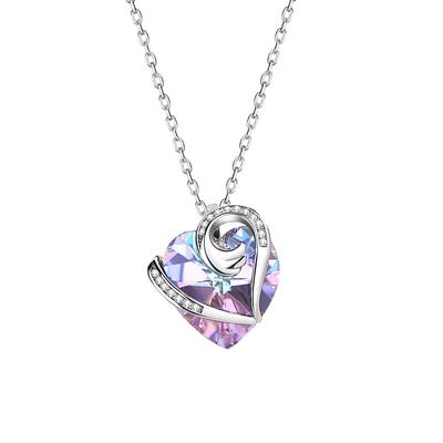 S925 Sterling Silver Naszyjnik Koreański Fashion Crystal Heart Naszyjnik