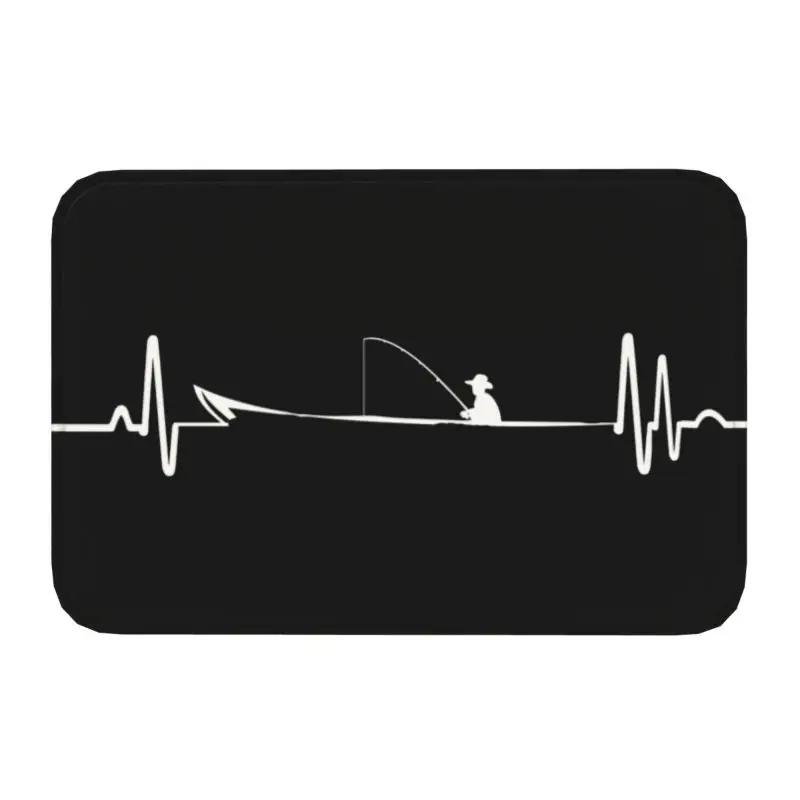 Fishing Heartbeat Doormat Anti-Slip Bathroom Kitchen Mat Toilet Floor Door Entrance Carpet Rug