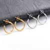 15/20mm Minimalist Stainless Steel Round Circle Loop Earrings for Women Smooth C Shape Hoop Huggie Ear Jewelry Accessories