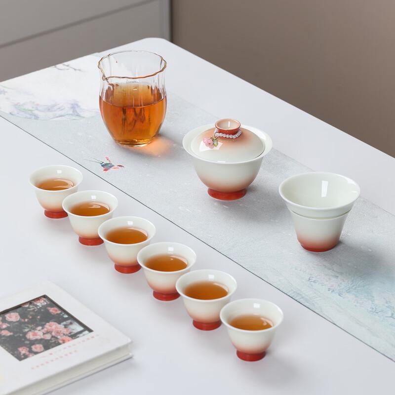 MULTIPOTENT Gradient Red 10-Piece Ceramic Gongfu Tea Set