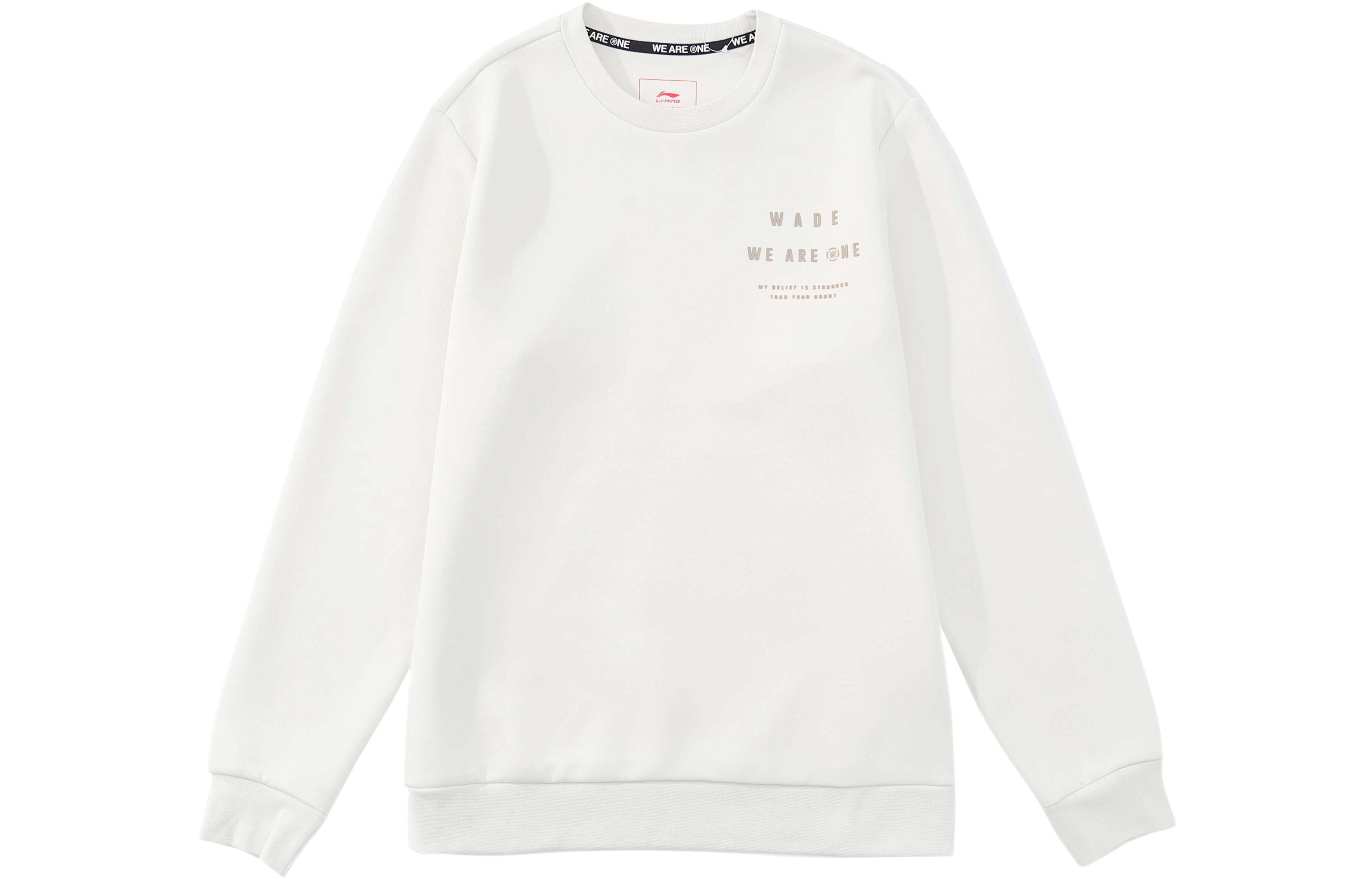 Li Ning Sweatshirts Men s Ecru Crew Neck Moderate Regular AWDS189-3K XXL