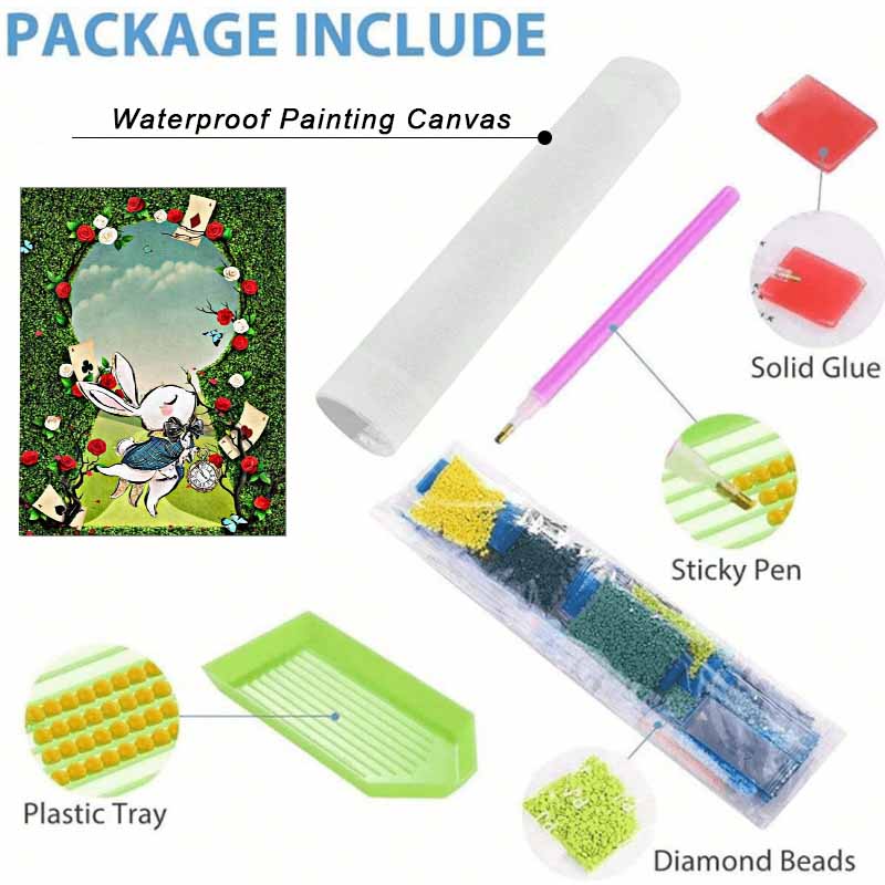 Disney diamond painting full drill 5D White Rabbit Alice in Wonderland art home decor creative handicrafts