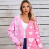 2025 Herbst Neuheit Splicing Strick Valentinstag Tasche Langer Cardigan Liebe Pullover