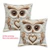 Short Plush 2D Flat Printing Owl Love Throw Pillow Covers, Zippered Polyester Comfortable Decor Pillowcases,