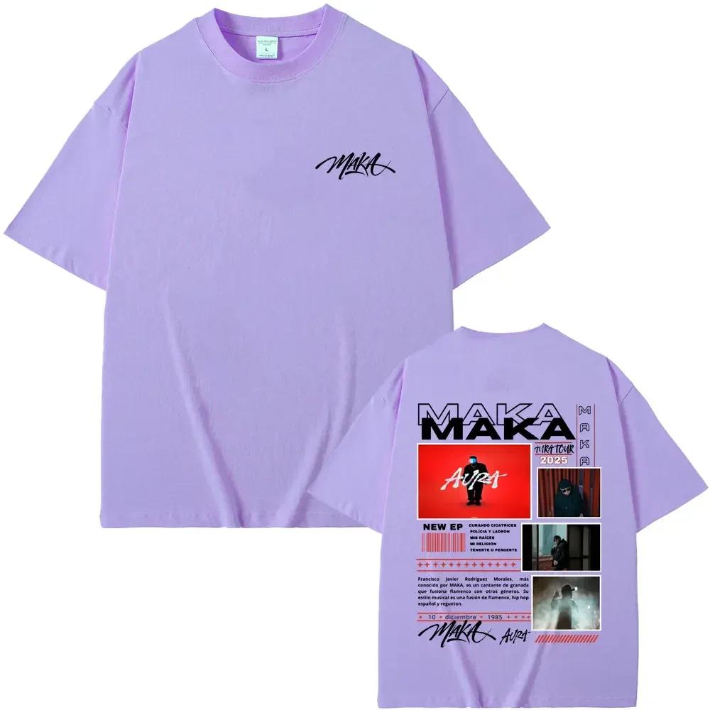 Rapper Maka Aura Concert Tour T Shirt Unisex Wounisex Fashion Hip Hop Tshirt Unisexs Casual Cotton Short Sleeve Tshirt Streetwear Black