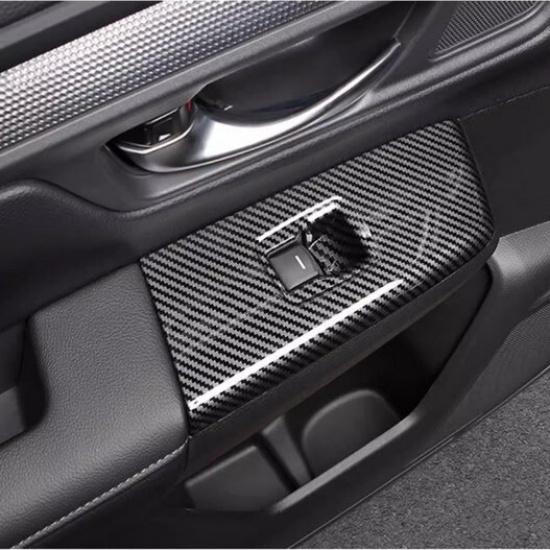 For Honda CRV CR-V -2024 Carbon Fiber Inner Window Switch Panel Cover Trim