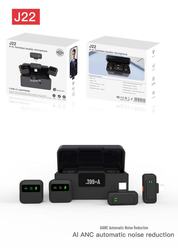 Q8 Wireless Lavalier Microphone Set: Clip-on Mic for Mobile Live Streaming with Sound Knob and One-to-Two Mic Feature.