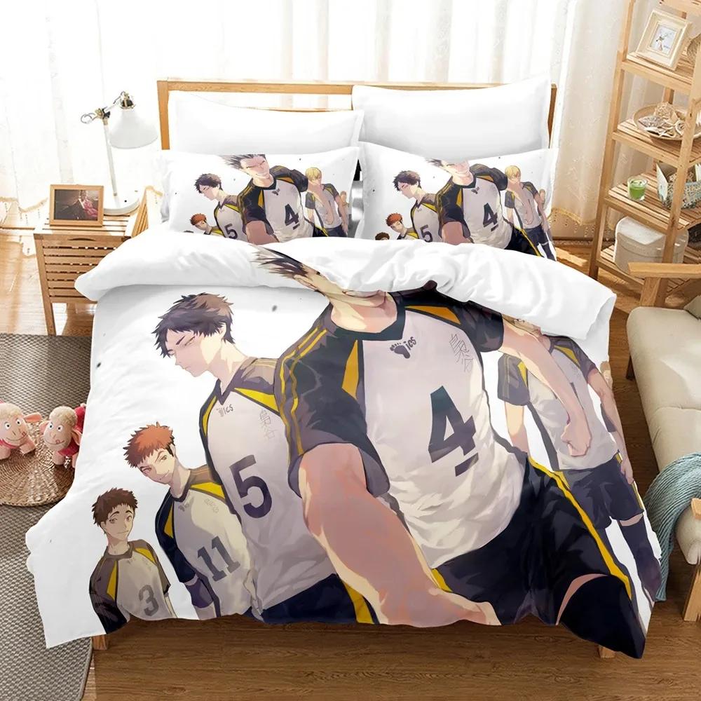 Haikyu Bedding Set Japan Famous Anime Comforter Duvet Cover Quilt And Pillowcase Bed Linen Bedroom Bedclothes Dropshipping Gift