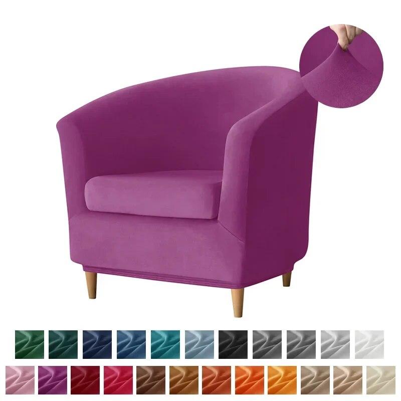 Velvet Club Bath Tub Armchairs Covers Solid Color Single Sofa Slipcover Stretch Couch Cover for Bar Counter with Seat Covers