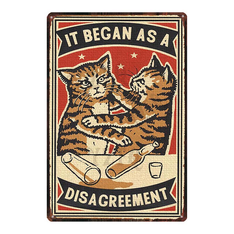 Cat And Dog Diet Funny Picture Metal Tin Signs Plaque Vintage Wall Bar Home Art Pet Shop Decor Customizable 30X20CM DU-7090A