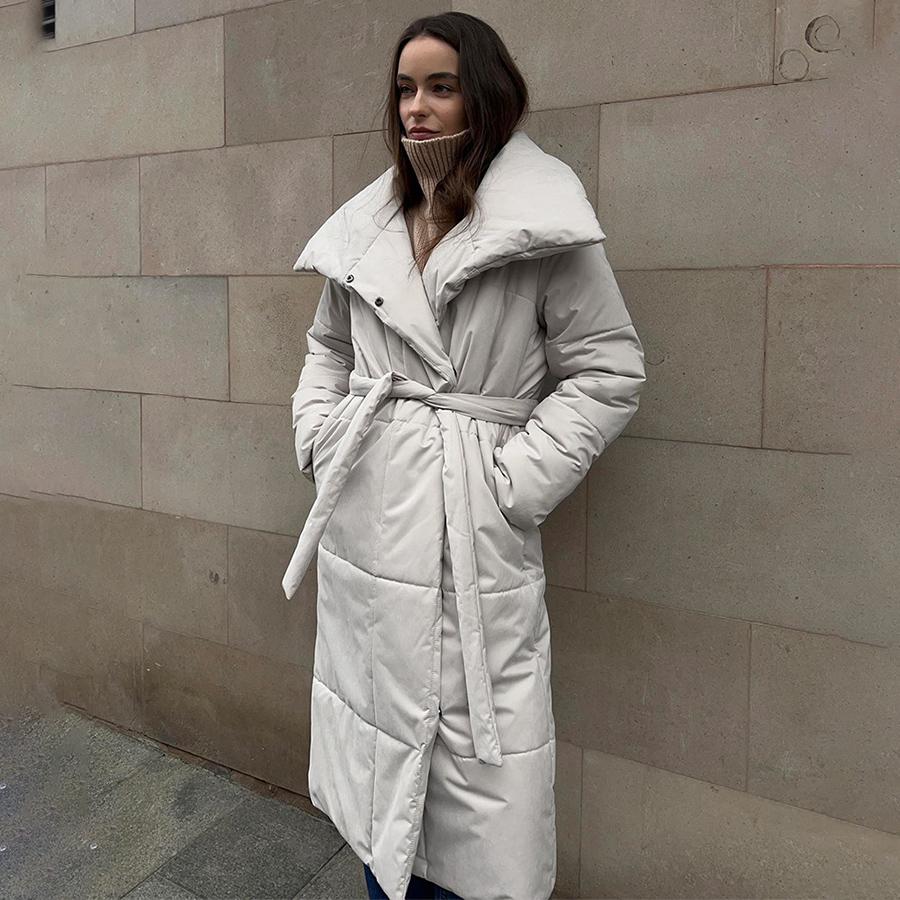 MIEGOFCE Autumn Winter Long Coat European and American Loose Casual Warm Stand-Up Collar Parka with Belt Jacket WT0041