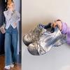 Big head dad shoes women's new fashion heightening breathable color matching old casual sports shoes women