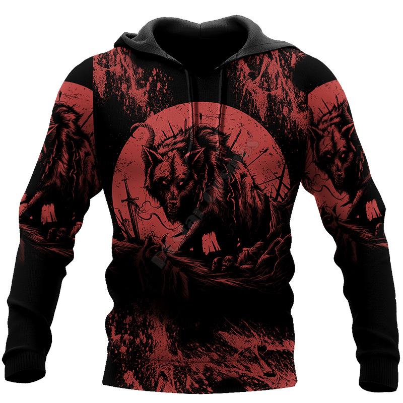 Men's Casual Tops Creative 3D Digital Tattoo Print Pullover Sweatshirt