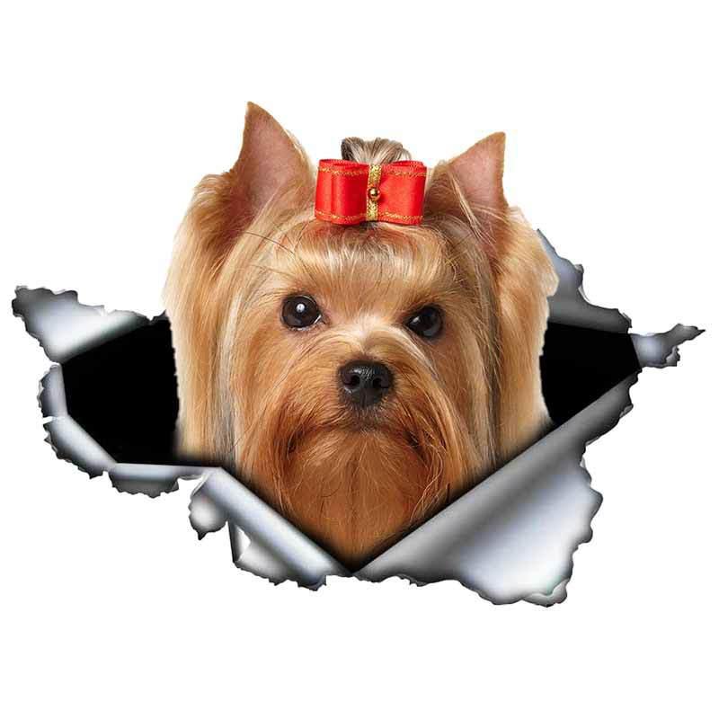 LYKX Yorkshire Terrier Pet Dog Styling Personality Sticker Torn Metal Vinyl Decal Animal Car Stickers Window Bumper