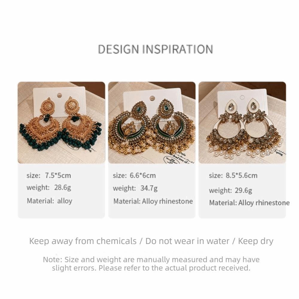 Rhinestone Tassel Water Droplet Earrings Beaded Tassel Exaggerated Tassel Earrings  Women