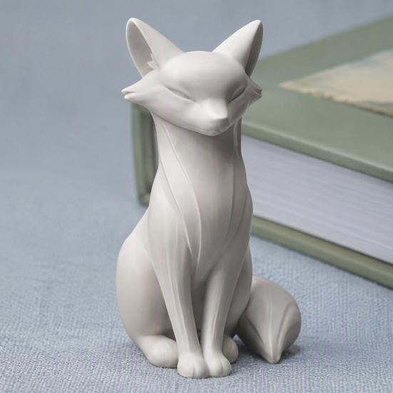 Schreibtischskulpturen für das Büro 3D-gedruckte minimalistische Fuchs-Skulptur, elegante Figur, mattes modernes zeitgenössisches Wohnzimmer-Dekor-Ornament Eingangsbereich