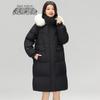 SNOWFLYING Women's Long Hooded Duck Down Jacket with Faux Fur Collar