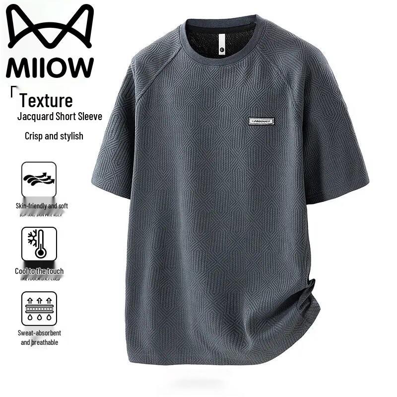 MiiOW Men's Summer Crewneck Textured Sport T-Shirt