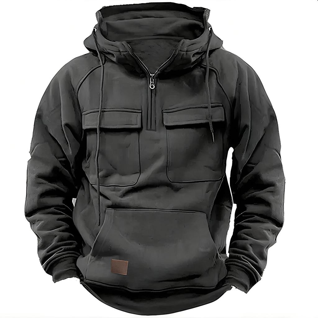 2024 Herren-Kapuzenpullover mit mehreren Taschen und Reißverschluss – Lässiges Sport-Sweatshirt für Frühling/Herbst