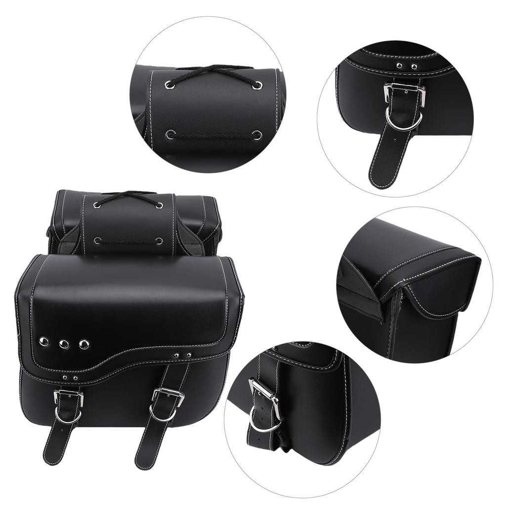 Motorcycle Saddlebags 30L Large Capacity Saddle Bags PU Leather Waterproofing Motorcycle Side Luggage Bags