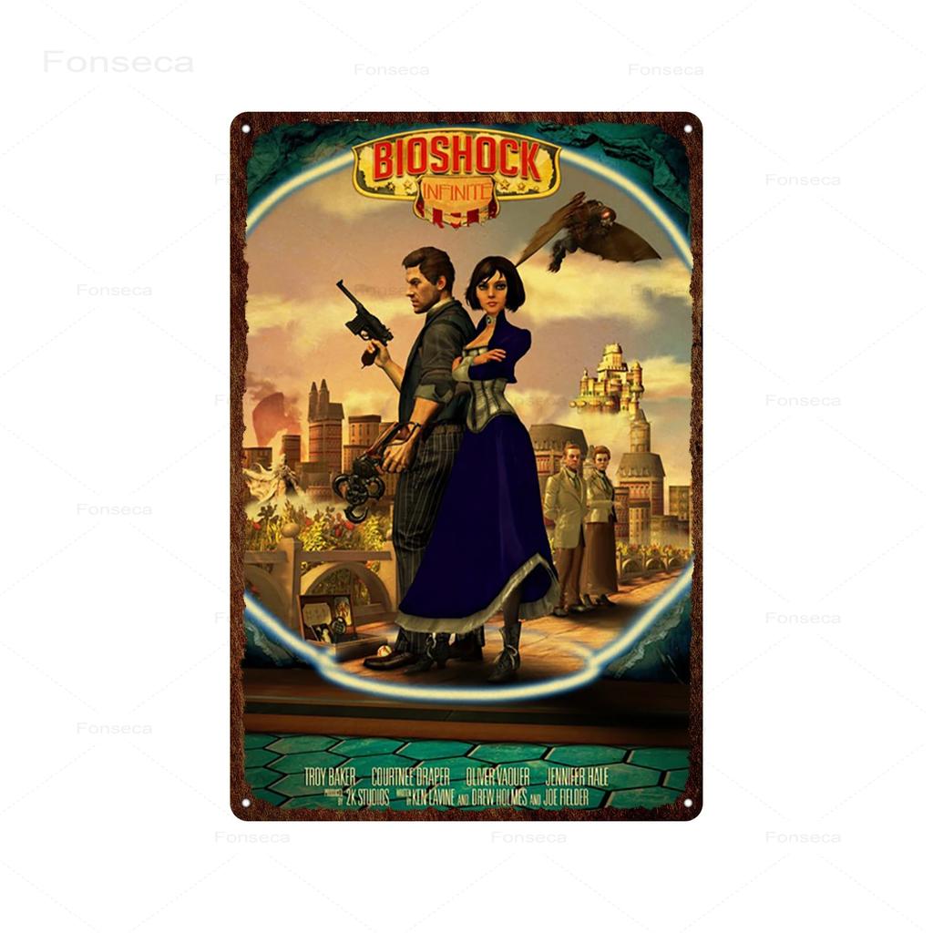 Shooting Game Bioshock Tin Sign Infinite High Quality Retro Meatl Plaques Vintage Wall Art Iron Painting for Home Bar Decoration