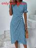 Geometric Pattern Short Sleeve Dress With 3d Digital Printing For Summer Casual Wear