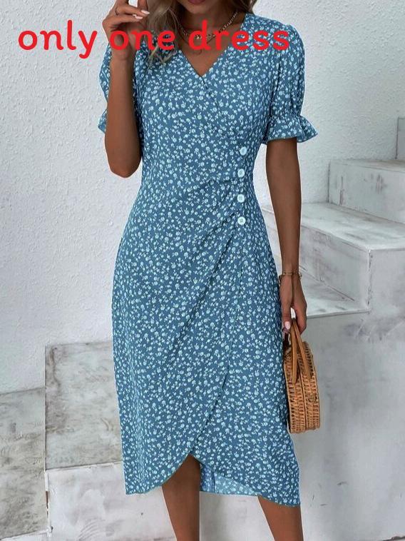 Geometric Pattern Short Sleeve Dress With 3d Digital Printing For Summer Casual Wear