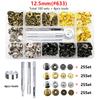 60/100 sets 10mm 12.5mm 15mm Metal Snap Fastener Button Press Popper With Tool Leather Bag Clothes Jacket Repair Assortment Kit