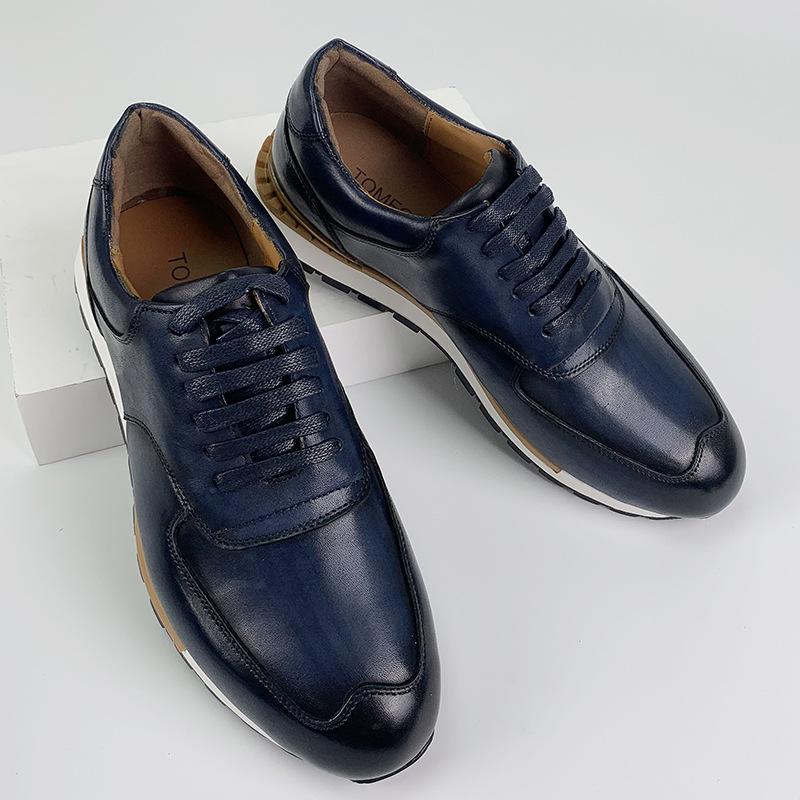 Hochwertige Herren-Freizeit-Sneaker aus echtem Leder im Vintage-Design mit Schnürung für den Außenbereich, Herren-Lederschuhe für Dates, Übergröße 38-46