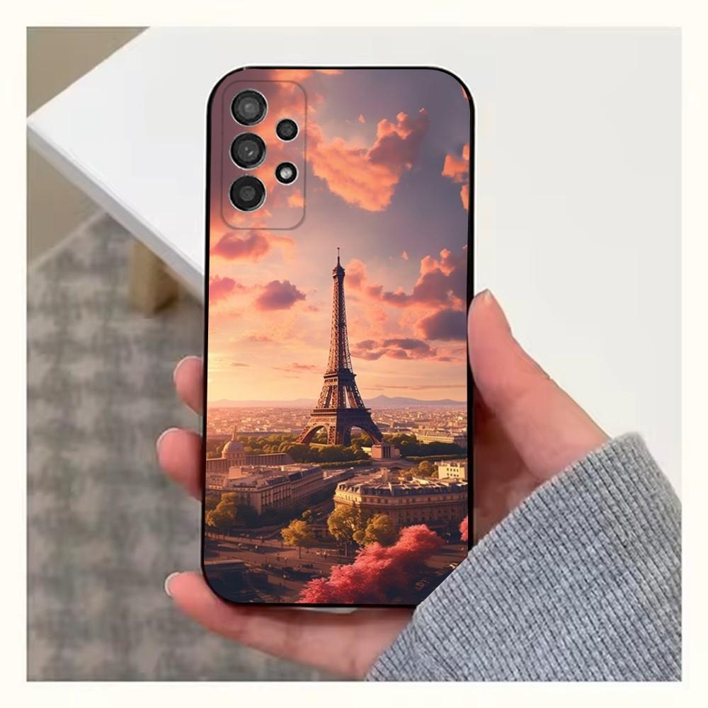 Art Paris Eiffel Tower  Phone Case For Samsung S25,S24,S23,S22,S20,S21,S10,Ultra,Plus,Lite,FE,Soft Silicone Black Cover