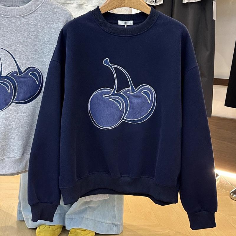 Large Size Embroidered Hoodless Pullover Women's Fall/winter New Style Loose Coat Top