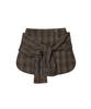 Ledeoli Tie-Up Check Skirt [Brown]