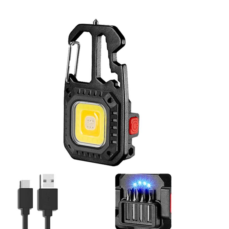 LED Mini Multifunctional Keychain Flashlight USB Rechargeable Portable Pocket EDC Torch Outdoor Emergency Search Camping Lantern